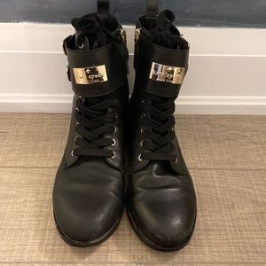 Kate Spade Black Leather Combat Boots
